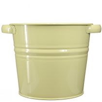 Itens Vaso decorativo de metal verde amarelo flor 31x26x21,5cm