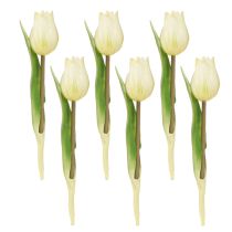 Itens Tulipas Decorativas Flores Artificiais Branco Creme 20cm 6 pcs