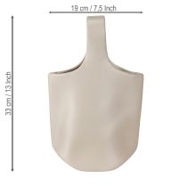 Itens Vaso Decorativo Cerâmica Bolsa Shopper Cinza 19×4,5×33cm