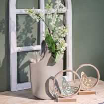 Itens Vaso Decorativo Cerâmica Bolsa Shopper Cinza 19×4,5×33cm