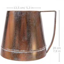 Itens Vaso decorativo vintage, jarro/cântaro de metal com aparência de cobre, 24 cm de largura x 20 cm de altura, estilo rústico chique.