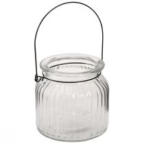 Itens Vaso decorativo com alça de lanterna de vidro retrô Ø10cm Alt.10cm 2 unidades