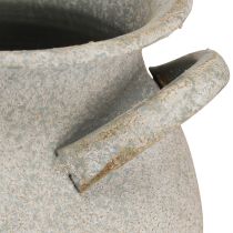 Itens Vaso decorativo com alças floreira vintage metal cinza Alt.13cm