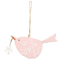 Itens Pássaro decorativo de primavera decoração suspensa madeira rosa 15×8,5cm