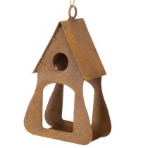 Itens Casinha de pássaros decorativa para pendurar, decoração em tom ferrugem, 17,5 cm