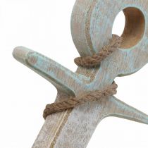 Itens Anchor Deco Madeira Maritime Deco Branco Azul 24,5cm x 14,5cm