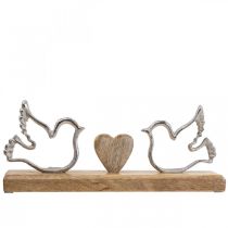 Expositor decorativo decoração de casamento coração e pombas 30×5×12cm
