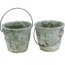 Balde decorativo, cerâmica para plantar, decoração de jardim, balde para plantas óptica antiga Ø13,5cm Alt12cm 2pçs