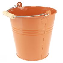 Itens Balde decorativo para plantador de metal laranja marrom Ø22cm Alt.21,5cm 6L