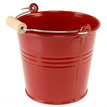 Itens Balde decorativo plantador de metal vermelho Ø16cm Alt.14,5cm 1,6L