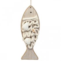 Pingente peixe deco madeira decoração marítima madeira 6,5×19,5cm