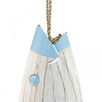 Madeira de peixe decorativo Peixe de madeira para pendurar azul claro Alt. 57,5cm