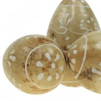 Ovos de madeira, ovos decorativos, ovos de páscoa madeira de mangueira 8×5cm 6uds