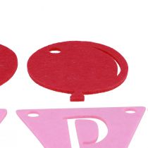 Itens Guirlanda decorativa de corrente de flâmula de aniversário feita de feltro rosa 300 cm