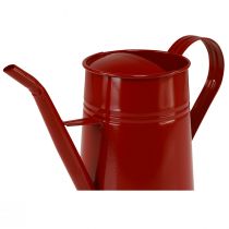 Itens Regador decorativo vintage em metal, vermelho laqueado brilhante, 1,7L, 23cm de altura, acessório para casa