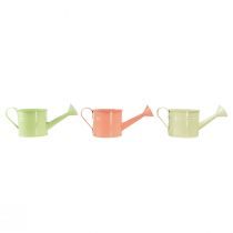 Itens Conjunto de regadores decorativos em tons pastel de salmão, verde e verde-amarelado - vasos de metal Ø11cm A10cm, 8 peças