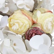 Guirlanda decorativa de plantas guirlanda de eucalipto rosas artificiais aspecto seco 170cm branqueadas