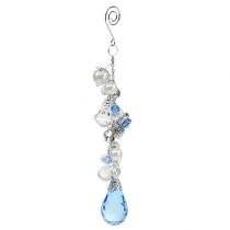 Cabide decorativo prata, azul L 23cm