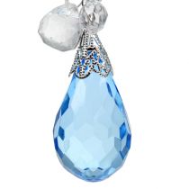 Cabide decorativo prata, azul L 23cm