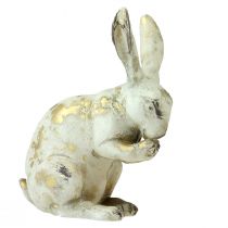 Itens Coelhos decorativos sentados em pé ouro branco Alt.12,5x16,5cm 2 peças