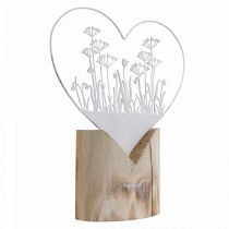 Decorativo coração standee metal madeira branco decoração primavera H31cm