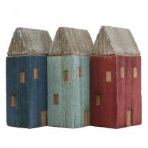 Deco casas de madeira Shabby Chic Maritime Deco H14cm 3pcs