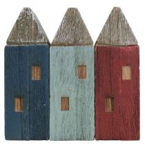 Deco casas de madeira Shabby Chic Maritime Deco H14cm 3pcs