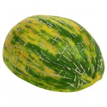 Melão melão decorativo cortado ao meio em laranja, verde 13 cm
