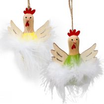 Itens Decoração decorativa de frango de Páscoa para pendurar decoração de madeira Alt.8cm 6 peças