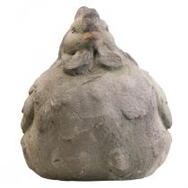 Deco frango grande cerâmica cinza decoração primavera vintage 30cm