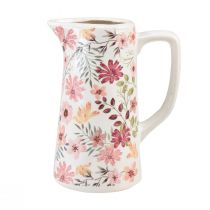 Jarro decorativo flores vaso de cerâmica faiança vintage 19,5 cm