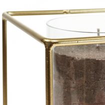 Itens Castiçal decorativo lanterna de metal dourado vidro 12×12×13cm