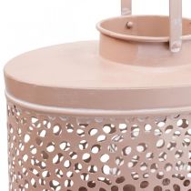 Lanterna decorativa oval lanterna rosa decoração de mesa metal 27×16×23cm