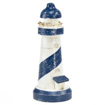 Farol decorativo em madeira azul branco marítimo Ø7,5cm Alt.19cm