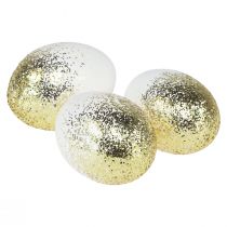 Itens Ovos de Páscoa decorativos, clara de ovo de ganso real com glitter dourado Alt.7,5–8,5 cm 10 unidades