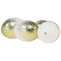 Itens Ovos de Páscoa decorativos, clara de ovo de ganso real com glitter dourado Alt.7,5–8,5 cm 10 peças