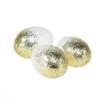 Itens Ovos de Páscoa decorativos clara de ovo de galinha real com glitter dourado Alt.5,5–6 cm 10 unidades
