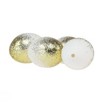 Itens Ovos de Páscoa decorativos clara de ovo de galinha real com glitter dourado Alt.5,5–6 cm 10 unidades