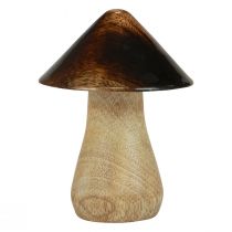 Cogumelo decorativo cogumelo de madeira efeito brilho marrom natural Ø7,5cm Alt.10cm