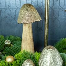 Cogumelo decorativo grande madeira de metal dourado, figura decorativa da natureza outono 32 cm