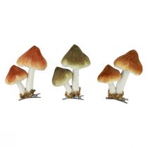 Itens Cogumelos decorativos com clipe decoração de outono flocados variados 9 cm 3 unidades