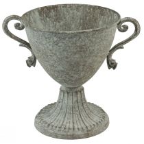 Troféu decorativo com alça metal marrom branco Ø15cm Alt.19,5cm