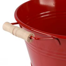 Itens Tigela decorativa com alças floreira de metal vermelha Ø29cm Alt.14,5cm