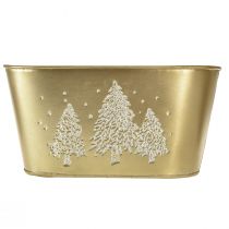 Itens Tigela decorativa plantador de árvore de Natal oval dourado 24×13×12,5cm