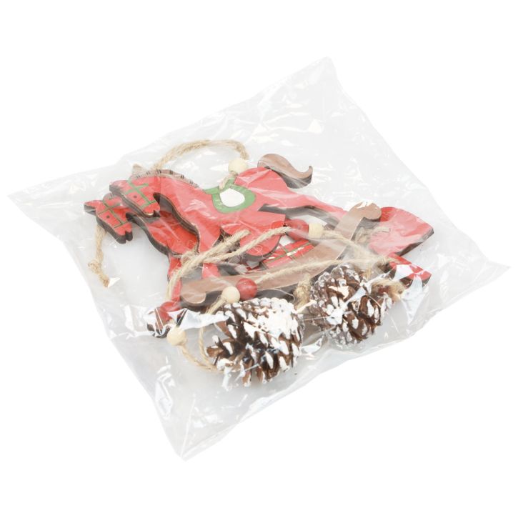 Itens Cavalo de balanço decorativo decoração suspensa de madeira natal vermelho 37 cm 2 unidades