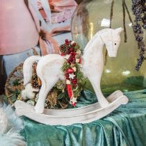 Cavalo de baloiço decorativo Natal branco castanho 37x8x32cm