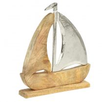 Itens Madeira decorativa de navio metal prata madeira de manga 16,5x4x18,5cm