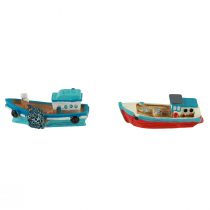 Itens Barco decorativo azul vermelho decoração de mesa marítima 5 cm 8 unidades