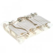 Itens Trenó decorativo branco prateado com cordão de sino C13cm 4 peças