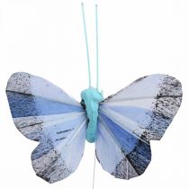 Deco borboletas pena borboleta rosa, azul 6cm 24p